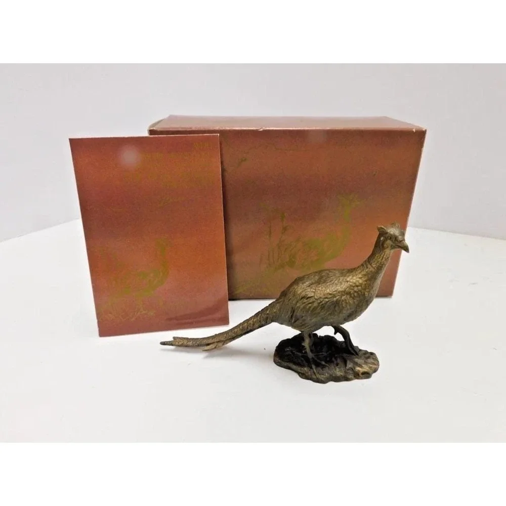 Vtg Avon Set American Wildlife Bronze Collection Owl & Pheasant EJ24